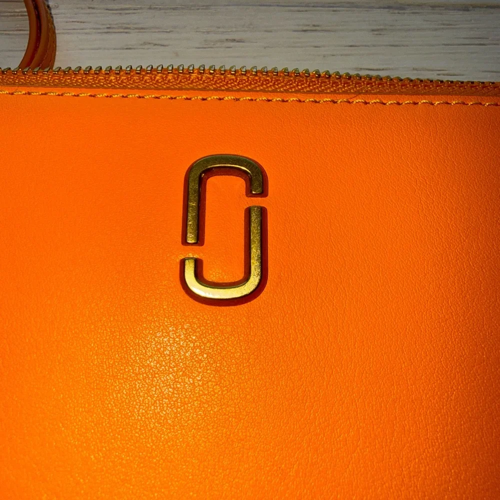 Marc Jacobs Orange Leather Double J Wristlet Clutch